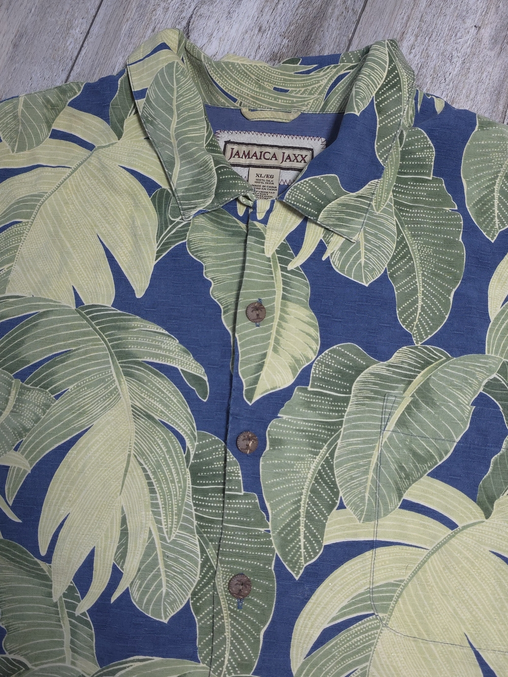 Jamaica Jaxx Vintage Men's 100% Silk Tropical AOP Shortsleeve Button-down Sz XL